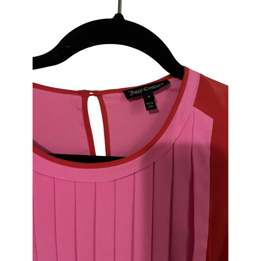 NWT Juicy Couture Pleated Pink Red Dress 4 - Picture 4 of 8
